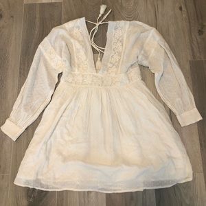 white Free People 3/4 Sleeve Dress